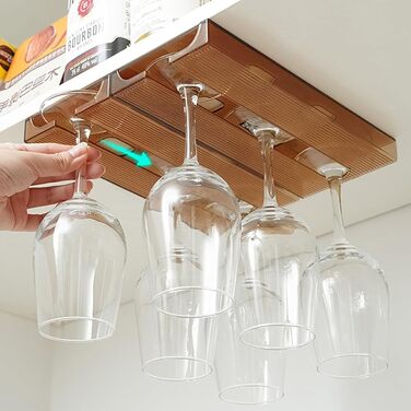 Тримачі для келихів вина SAMSYOKI (4 шт.) - настінне кріплення без свердління, для кухні, бару, ресторану (колір: коричневий)