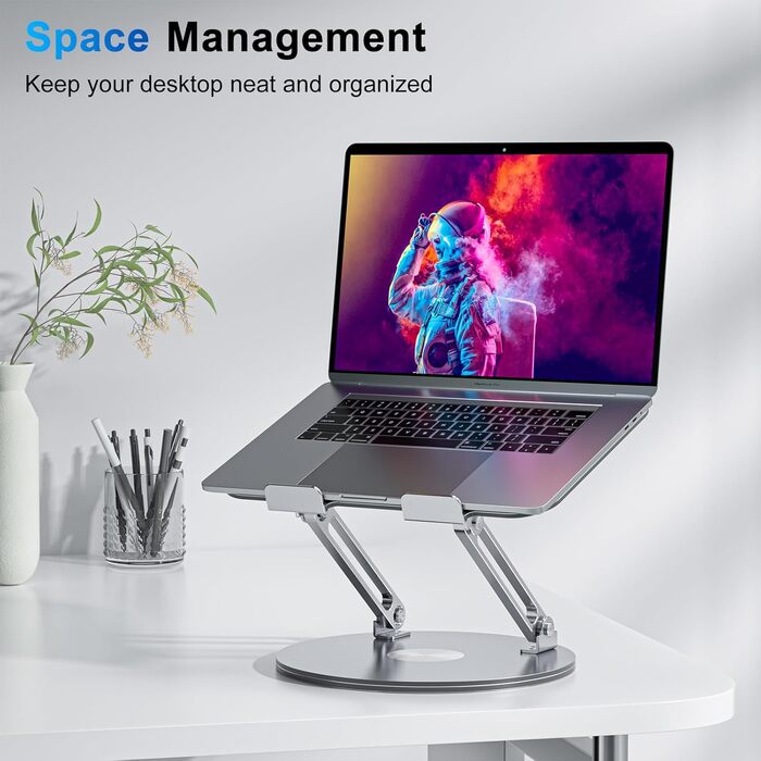 Підставка для ноутбука регульована по висоті, складана, ергономічна з вентиляцією та 360° поворотом, вертикальна, сумісна з MacBook, Dell, HP, 11-16'