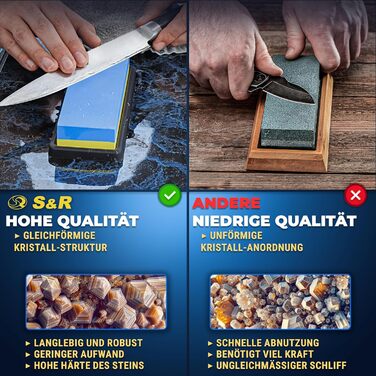 Набір для заточування ножів S&R Schleifstein: 1000/4000 та 120/240 гріт, двосторонній, з підставкою