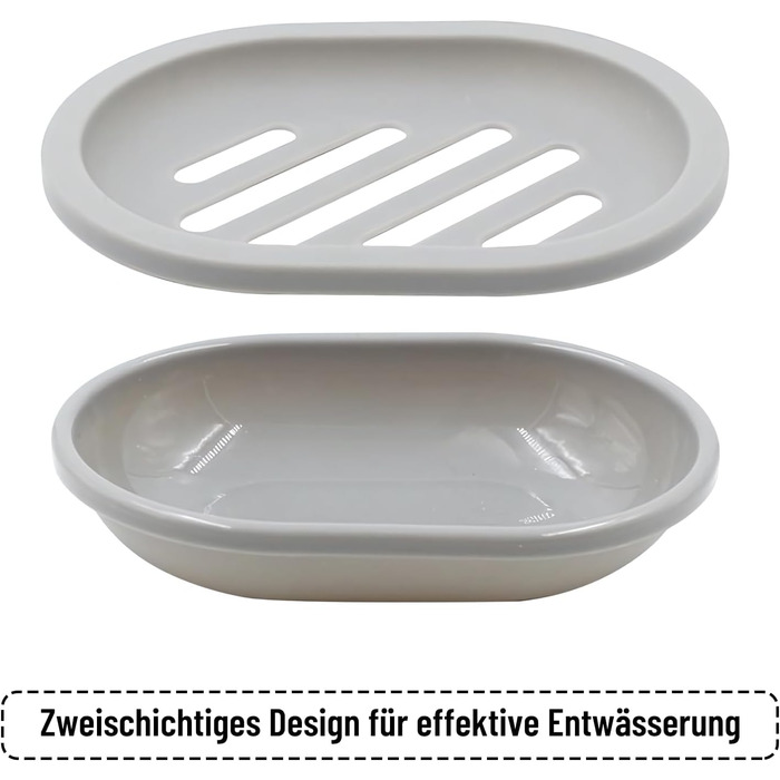Набір з 2 мисок для мила AstraLoom, двошарові, з пластику, самостійно виводять воду, антипригарне покриття - для ванної/кухні/губки (Сірий)