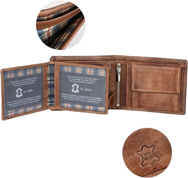 Чоловічий гаманець Volmer Leder з RFID-захистом, антикварний коричневий, місткий (9+4 картки)