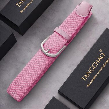 Жіночий/Чоловічий тканинний ремінь Tangchao з еластичною плетінням, 3.3 см, довжина 90-135 см, рожевий