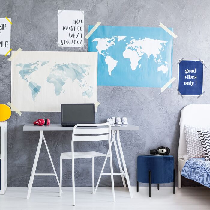 Relaxdays Синій оксамитовий пуф
