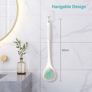 Щітка для душу Brencco з довгим руків'ям, для чищення спини та тіла, антиковзка, для догляду за шкірою