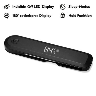 Burnhard Instant-Read Thermometer, Folding, Grill Thermometer + Leather Protective Case, Roast Thermometer, Ultra-Fast Measurement, 1.5mm Probe, 180° Invisible-Off LED Display, USB Rechargeable