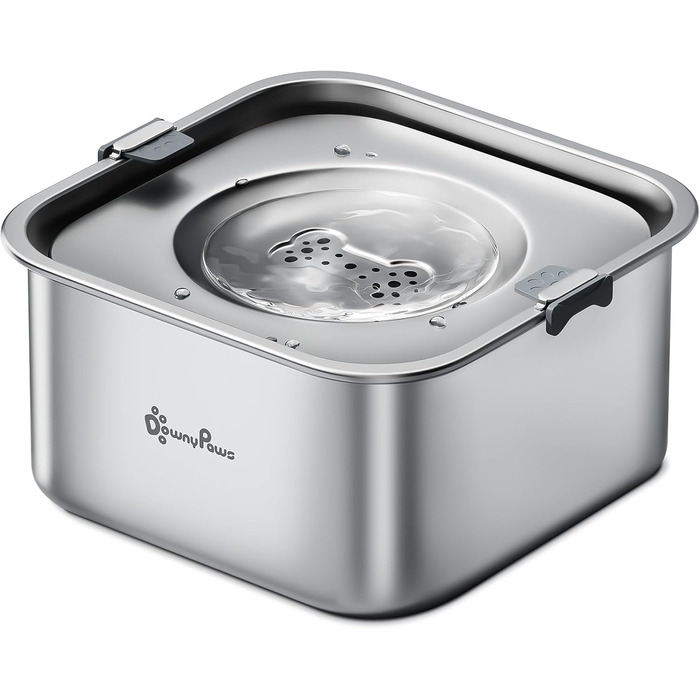 Миска для собак DownyPaws 3L з нержавіючої сталі, анти-розбризкування, чорна, для дому та вулиці