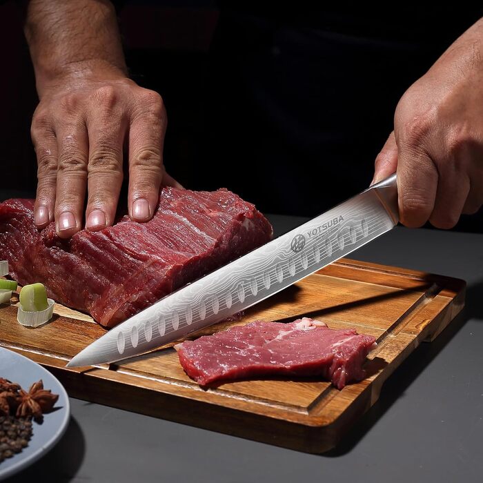 Японський кухонний ніж YOTSUBA 22 см - професійний ніж шеф-кухаря з високоякісної сталі, ергономічна ручка