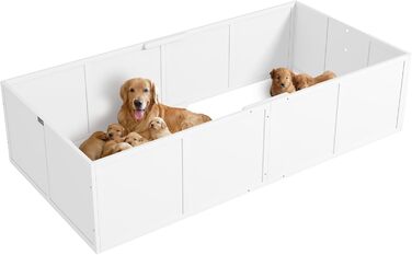 Кія для цуценят PawHut: вольєр-забіг для собак з регульованою дверцятами, білий, 196x96x48 см