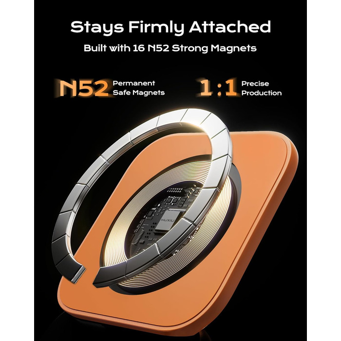 Бездротова зарядна станція KU XIU X40 Turbo Qi2.2 25W 3-в-1 для iPhone 17/16/15/14/13/12, Apple Watch та AirPods, алюмінієва, з адаптером GaN 45W (Космічний Помаранчевий)