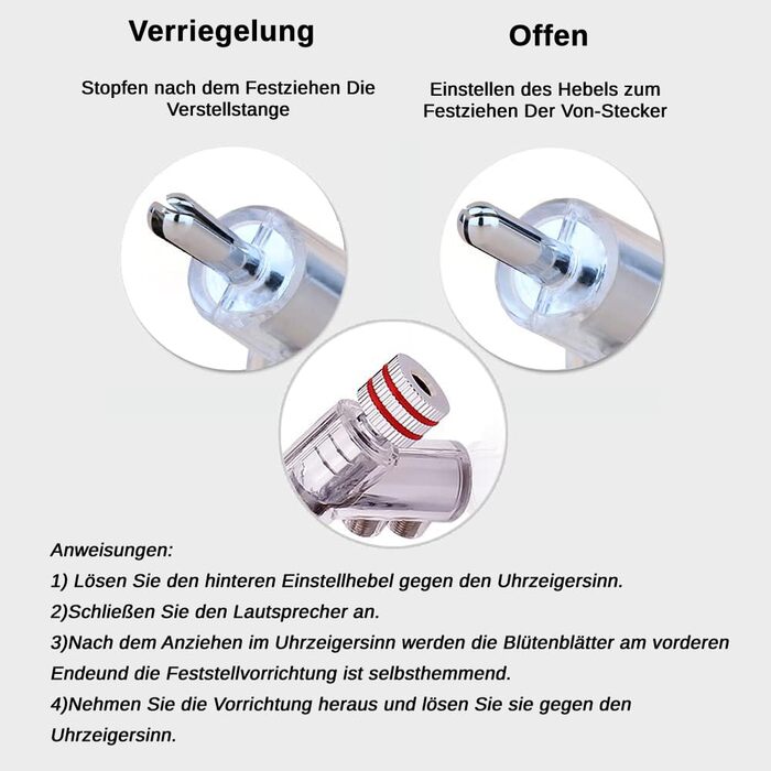 Комплект бананових роз'ємів Monosaudio BA1403, родієве покриття, закритий тип для акустичних кабелів та домашнього кінотеатру, 8 шт.