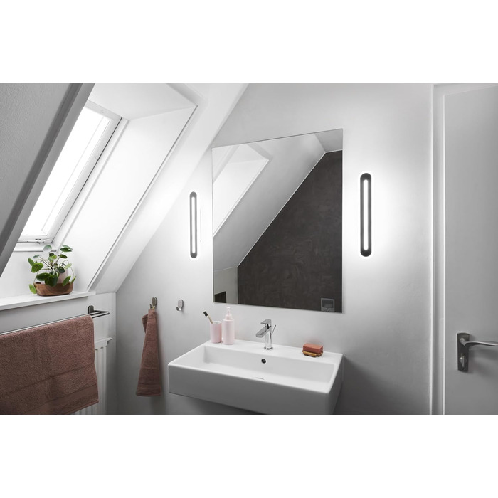 LEDVANCE Smart LED Bathroom Light white, 1200LM, 3000-6500K, 300mm x 70mm, IP44, Orbis Bath Wall Light, bathroom light with Wifi technology, dimmable, controllable via app and voice assistants