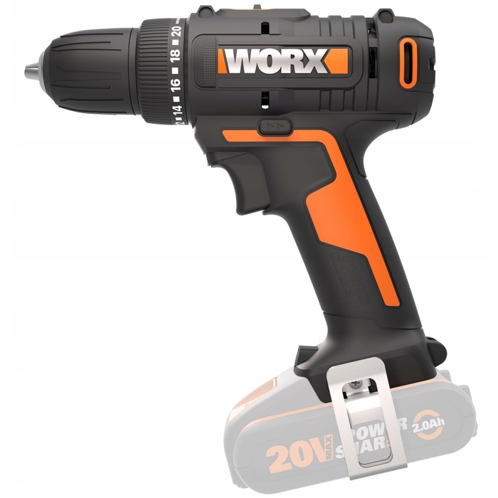 Дриль-шурупокрут WORX WX100.9, 30 Нм, 20 В, 2 швидкості, LED-підсвітка