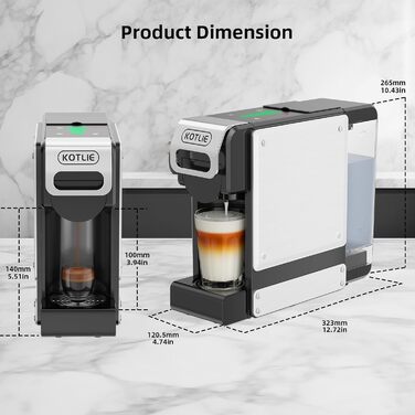 Кавомашина KOTLIE ST-550 Multi-Kapsel: 4-в-1 для Nes Original, Dolce Gusto, MIO та меленої кави, 19 Bar, 19 Bar, 7 рівнів об'єму води