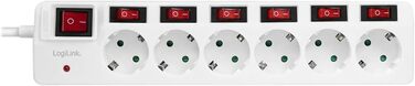 Смуга розподілу LogiLink LPS233 з 6 розетками, захистом від перенапруги та дитячим замком, CEE 7/3 (біла)