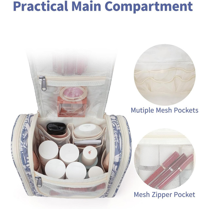 Косметичка для дорослих та дітей Narwey Klein - жіноча та чоловіча сумочка для туалетних аксесуарів (Blaues Blatt (Klein)) A-blaues Blatt S