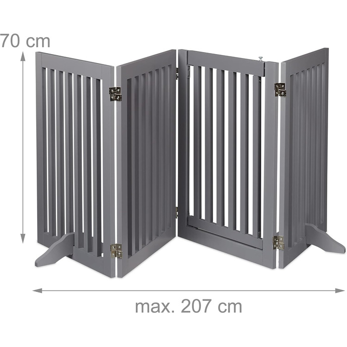 Захисне ворота для собак Relaxdays: сіре, самостійне, з дверцятами, 70x207 см, складне, на ніжках