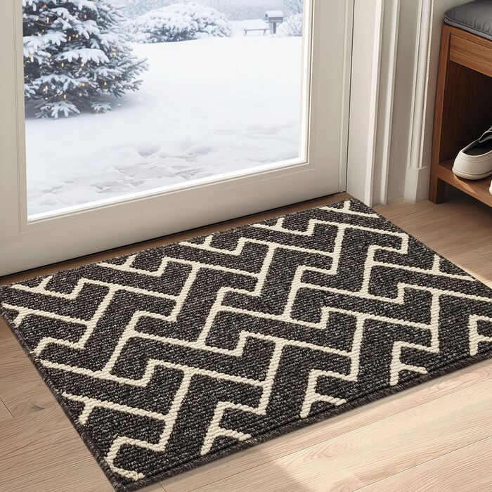 Килимок для дому Black 50 x 80 см, вологостійкий, антиковзаючий. Підходить для входу, коридору, саду, дому та тварин. Прямокутна форма, чорний колір