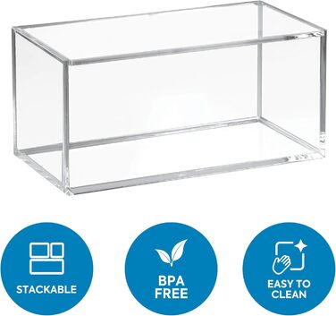 iDesign Cosmetic Organizer with Lid, Large Makeup Organizer Made of BPA-Free Plastic, Stackable Acrylic Box for Makeup, (8 x 4 x 4 inches), Clear
