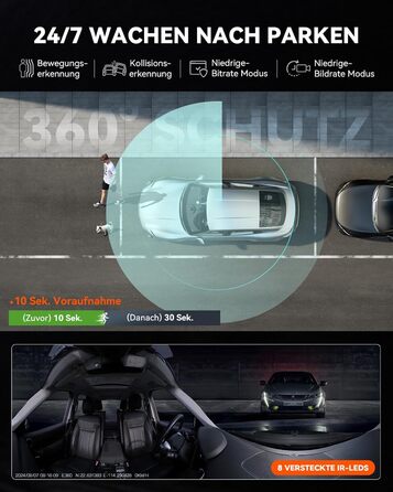 Панорамний відеореєстратор VANTRUE E360 5.2K Dual STARVIS 2 HDR 360°, сенсорний екран 1.54