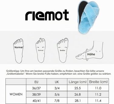 Жіночі плюшеві капці для дому riemot, м'які та теплі, сині (розмір 36/37 EU)