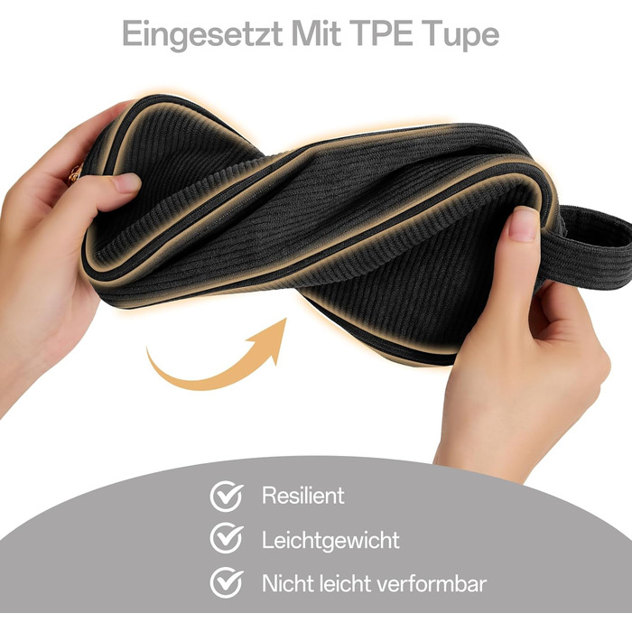 Косметичка для жінок Kalidi з корду, містка, з відділеннями, металева блискавка, для подорожей, темно-зелений (чорний)