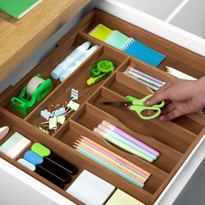 Органайзер для столових приборів ROYAL CRAFT WOOD з бамбука, 9 відділень, коричневий