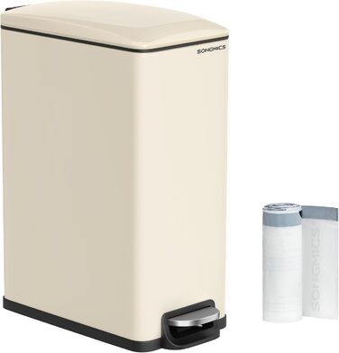 Відро для сміття SONGMICS 20 л з педаллю, м'яким закриттям, з внутрішнім відром, 15 мішків, металік сріблястий LTB543E01