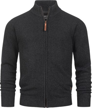 Кардиган чоловічий Indicode INut з високим коміром та блискавкою | Дріб'язкова в'язана куртка для чоловіків (M, Raven)