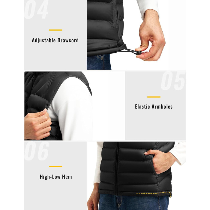 Чоловіча жилетка Rdruko з пуховим наповнювачем, тепла зимова жилетка для активного відпочинку та повсякденного носіння, 5 кишень, чорний колір
