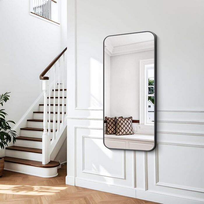 Дзеркало для ванної кімнати BONEWEI, 61 x 121.9 см, чорне прямокутне з рамою, для ванної, спальні, вітальні, монтаж на стіну