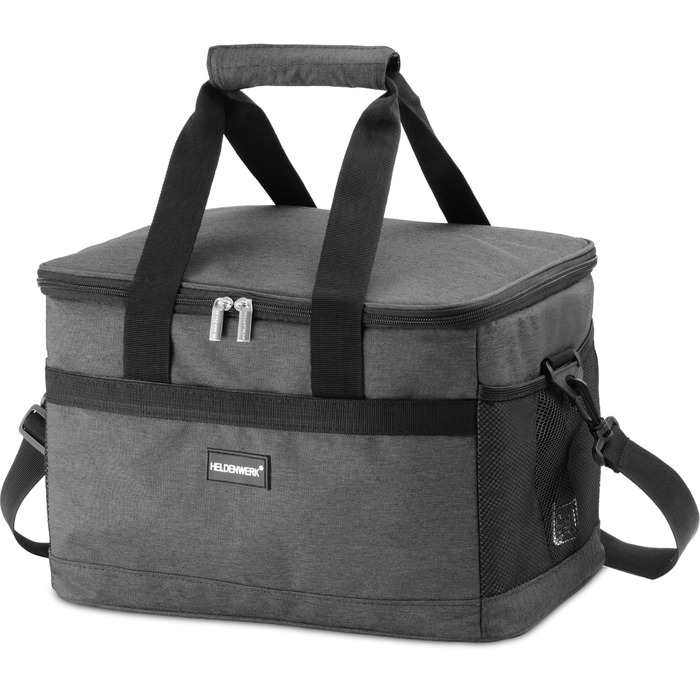 Термосумка HELDENWERK 20L: велика, складна, витримує до 12 годин, витікання та водонепроникна, з 7 відділеннями, посилена основа (темно-сіра)