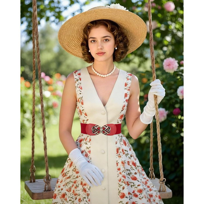 Жіночий широкий еластичний пояс JasGood (4 шт) - чорний, коричневий, срібний, червоний - для талії 71-87 см та 103-117 см