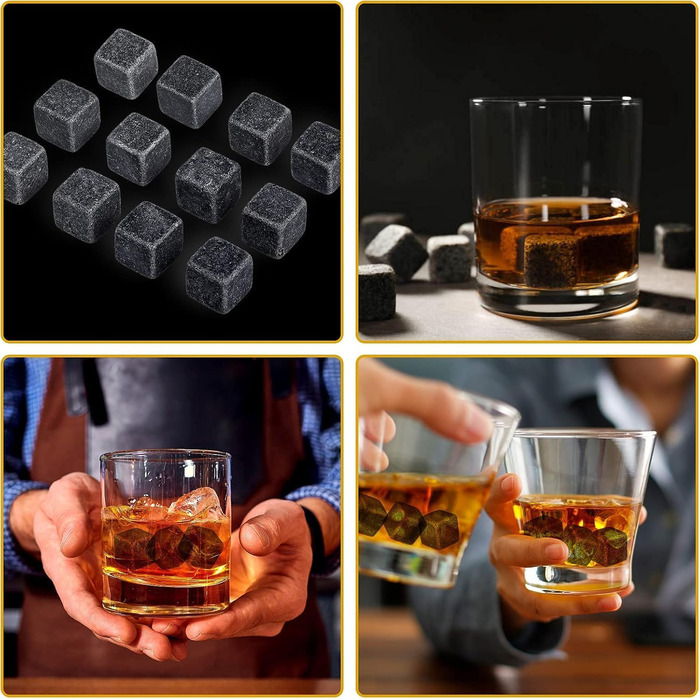 Набір віскі GOLDGE 16 шт: камені для віскі, стакани, кліпси для льоду, підставки