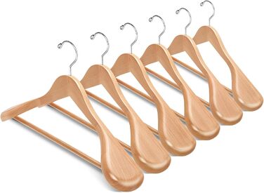 Amber Home 10-Piece 44.5cm Natural Wooden Clothes Hangers with Wide Shoulders (5.8cm), Sturdy and Shiny Hanger with Round Bar for Suit, Jacket, Coat, Shirt, Trousers