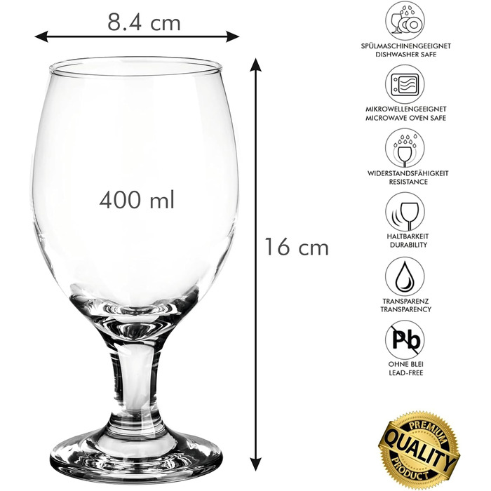 Набір келихів для пива Biergläser 590 мл (24 шт) + Келихи для пшеничного пива 400 мл - Кришталеві, для чоловіків, можна мити в посудомийній машині