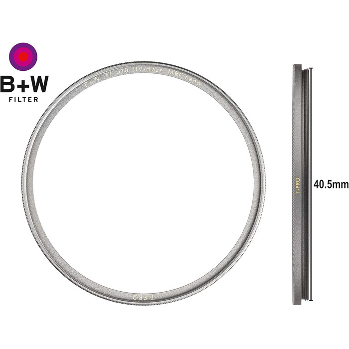Фільтр B+W 010 UV-Haze- und Schutz-Filter T-Pro, титанове покриття, MRC Nano, 16-шарів покриття, супер тонкий, преміум-якість (40.5 мм)