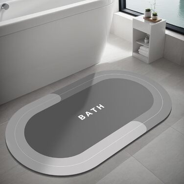 Килимок для ванної кімнати, гумовий, швидковисихаючий, неслизький, 40 x 60 см (Світло-сірий)