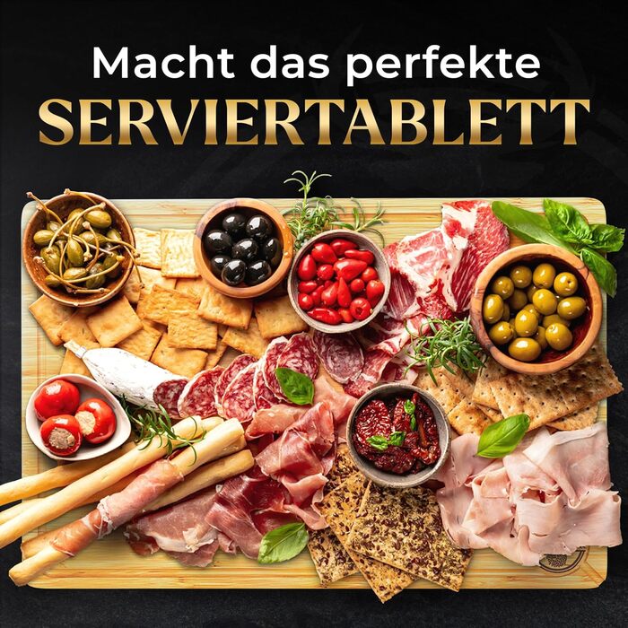 Дерев'яний обрізний стіл Deer & Oak XXXL 60x40x3.2 см - Преміум дерев'яний стіл для кухні, бамбуковий обрізний стіл 60 см, обрізні дошки для сервірування та нарізання - двосторонній, попередньо олійований, з жолобками для соку, бічні ручки