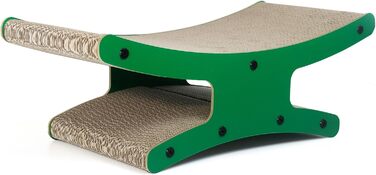 Котячий когтетоп з будиночком - XL когтетоп з подвійною стороною з гофрокартону 56x26x20cm - Стабільне ліжко-лежанка з м'ячем (натуральне дерево)