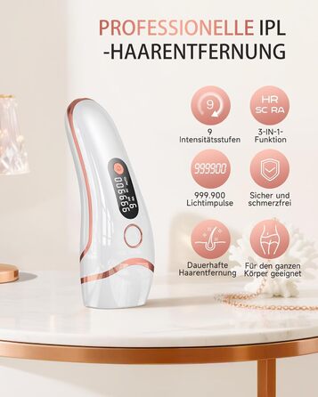 IPL пристрій для епіляції Haarlosy: 999,900 імпульсів, 3 функції, 9 рівнів, для чоловіків та жінок, безболісна епіляція тіла, обличчя, бікіні