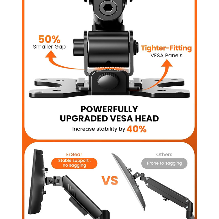 Кріплення для монітора ErGear 2 монітори, вертикальне, чорне, VESA 75x75/100x100mm, до 9кг