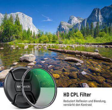 NEEWER CPL фільтр (72mm) з кришкою об'єктива: нанопокриття, HD скло, зменшує відблиски та віддзеркалення