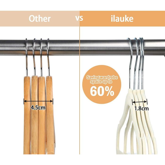 Набір велюрових вішалок для дитячого одягу ilauke (20 шт.), бежевий колір, з антиковзким покриттям