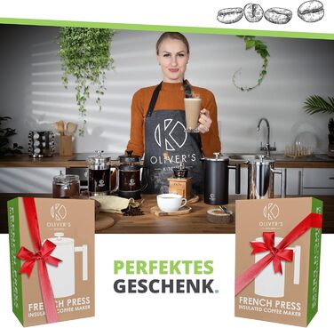 Френч-прес Oliver's Kitchen® - 1 літр, чорний: для автентичного кавового смаку