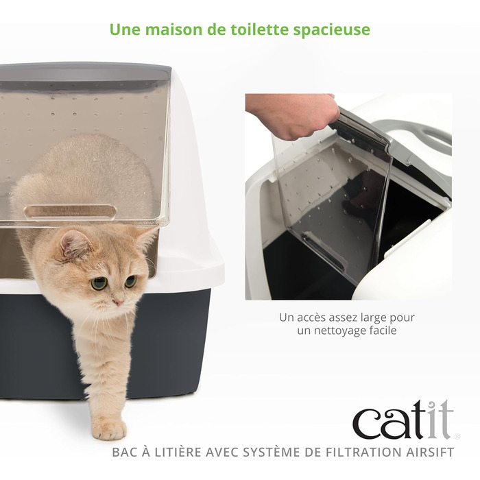 Лоток для котів Catit з кришкою, 46 x 41,5 x 54,5 см, білий/сірий