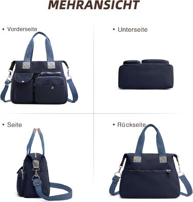 Сумка жіноча DIRRONA велика – містка сумка-шопер для міста, роботи, університету та подорожей з відділеннями, знімним ременем, темно-синя