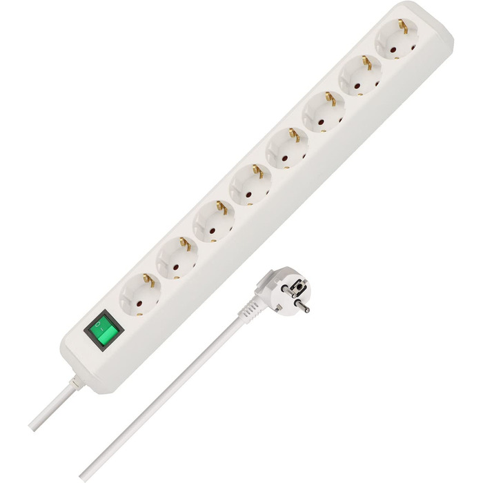 Бренненштуль Eco-Line, мережевий фільтр 8 розеток з вимикачем та 3м кабелем, білий