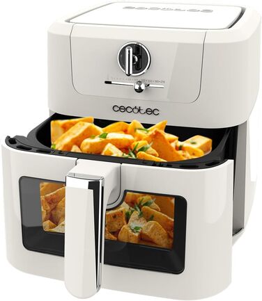 Фритюрниця без олії Cecotec Cecofry Antique 5000 з вікном, 5 л, 1500 Вт, Digital, PerfectCook, Ретро-дизайн, Білий