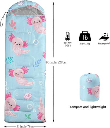 Спальні мішки QOOMO для кемпінгу, 3 сезони, для дорослих та дітей, легкі, водонепроникні, для подорожей та відпочинку на природі