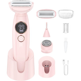 Електричний жіночий триммер 3-в-1 для тіла, обличчя, Bikinizone та ніг. Вологостійкий, USB-зарядка, білий (рожевий)